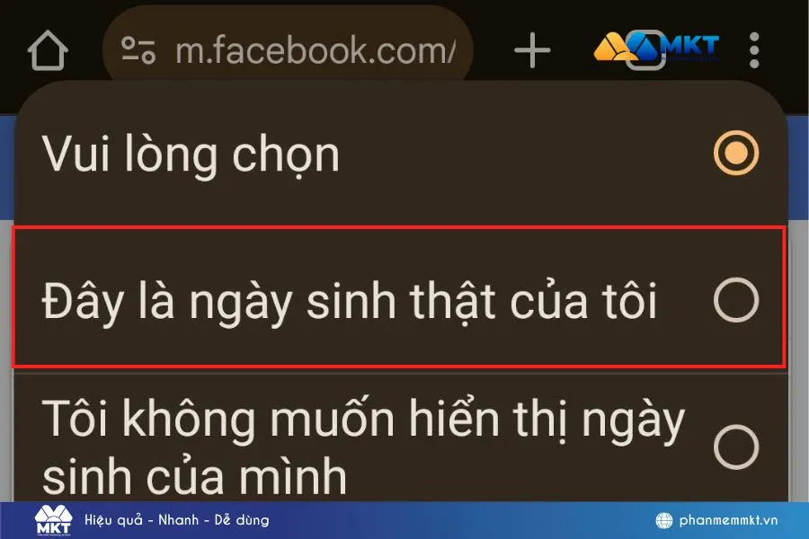 Chọn lý do bạn muốn thay đổi năm sinh trên Facebook