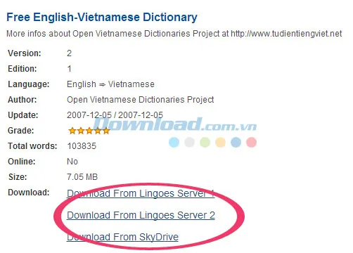 Chọn một trong các liên kết được cung cấp sẵn để tải từ điển Anh-Việt về máy