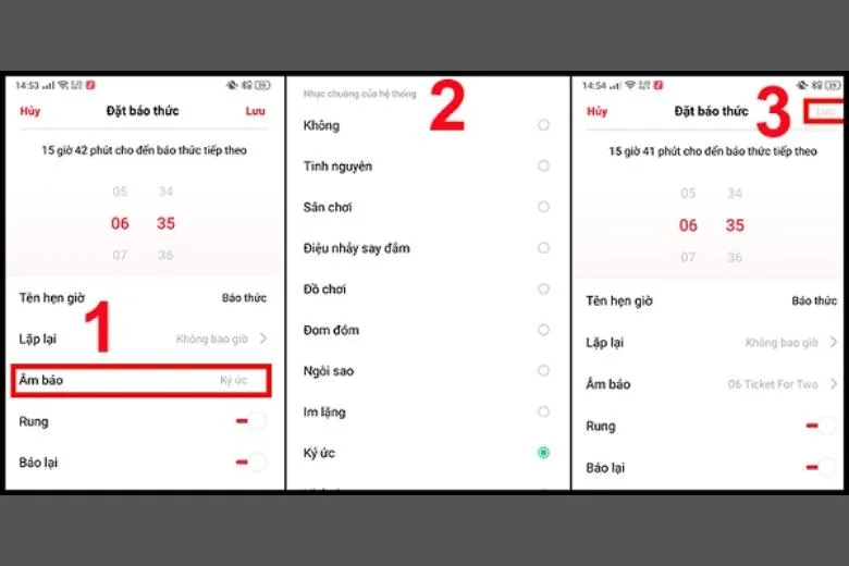 Chọn mục Âm thanh chuông báo