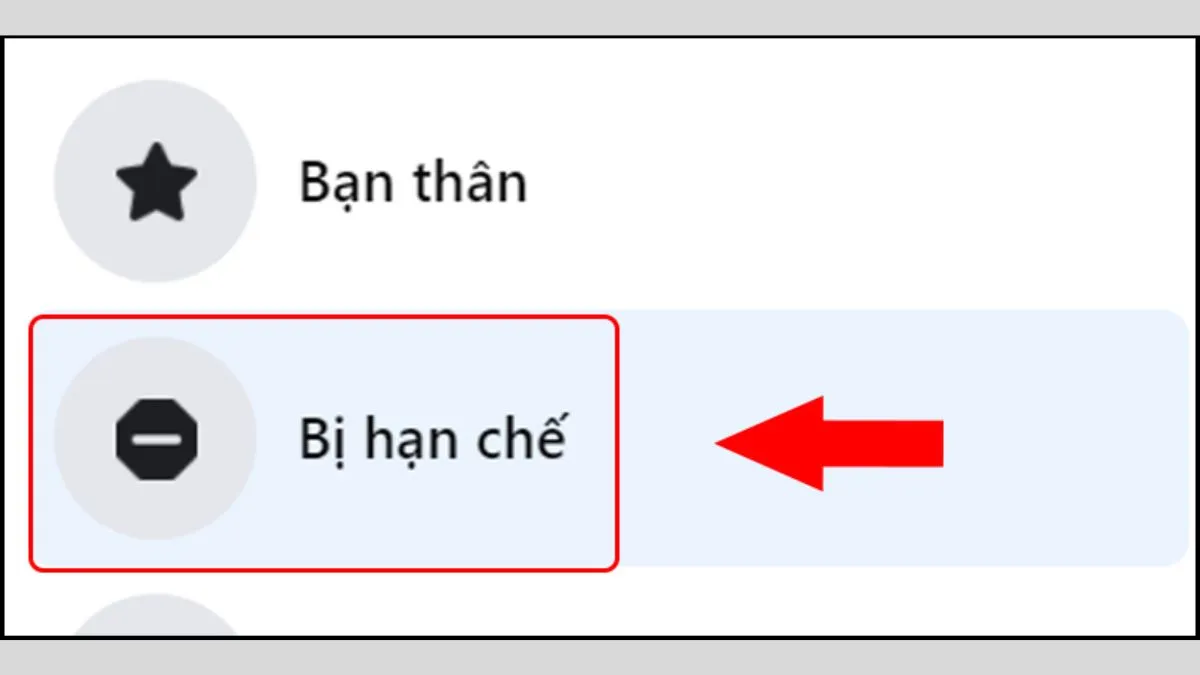 Chọn mục Bị hạn chế trên máy tính