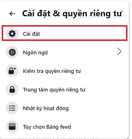 Chọn mục Cài đặt để bắt đầu quy trình kích hoạt theo dõi