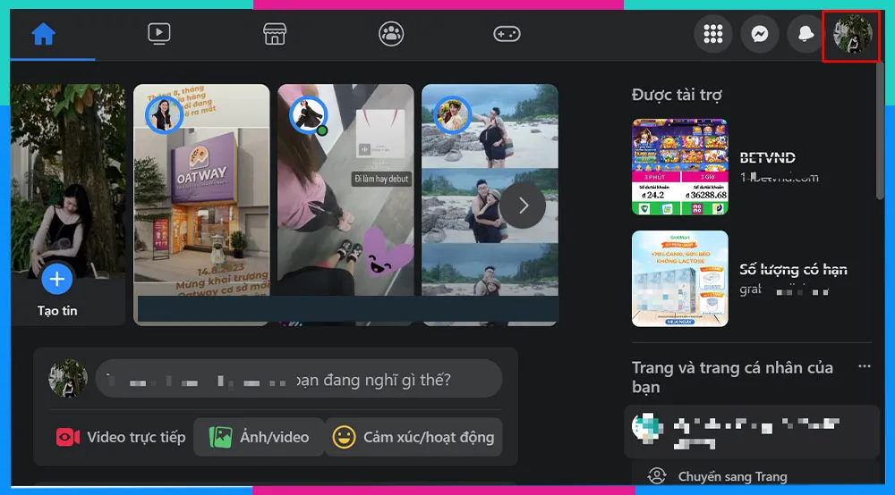 Chọn mục Cài đặt & Quyền riêng tư trong menu tài khoản trên máy tính để bắt đầu cách khóa trang facebook tạm thời