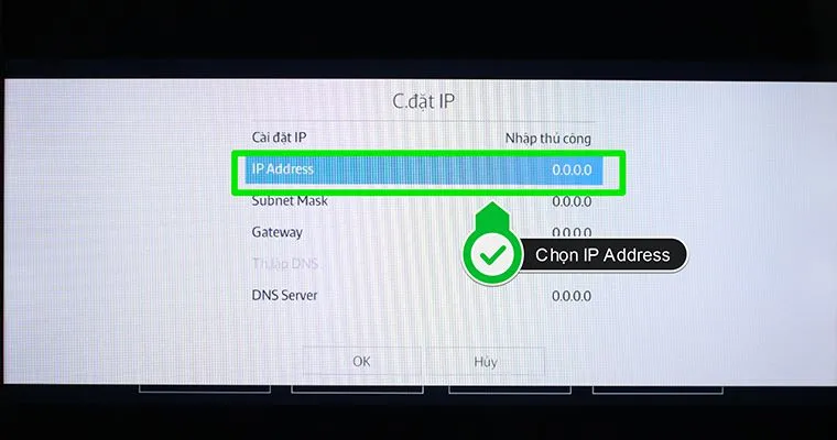 Chọn mục IP Address