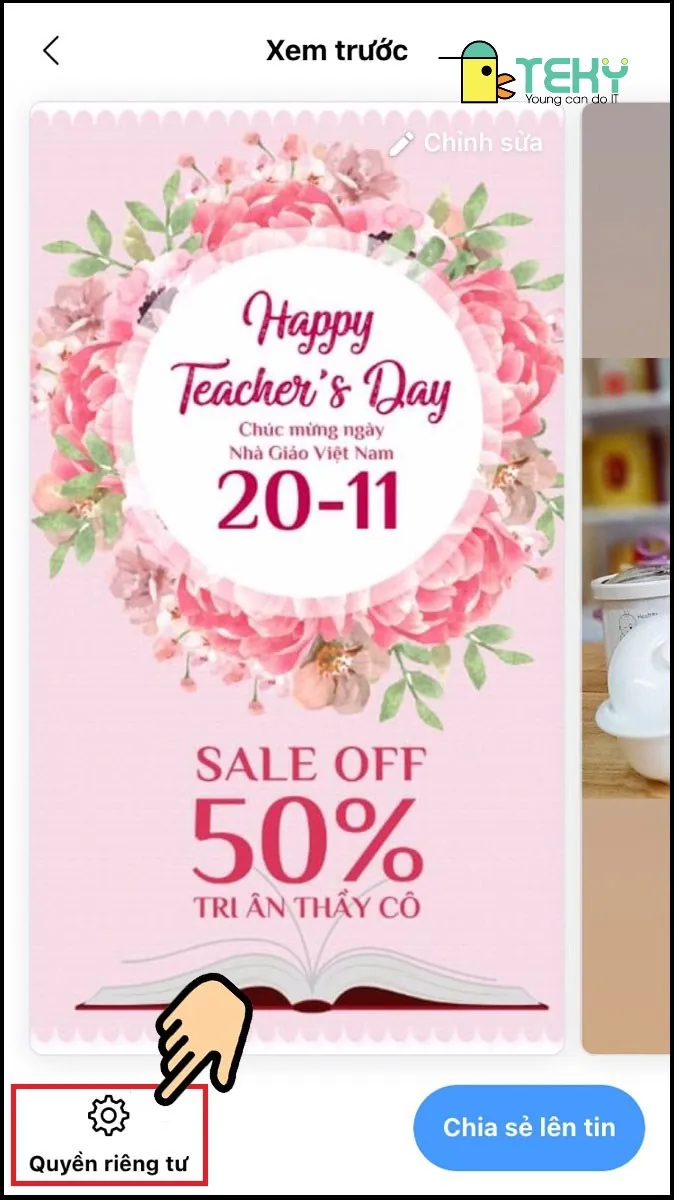 Chọn mục Quyền riêng tư trước khi chia sẻ Story