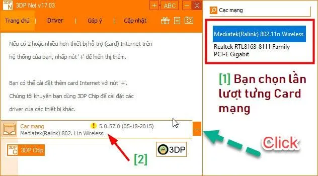 Chọn Next để tiếp tục quá trình cài Driver Wifi trên Windows 7