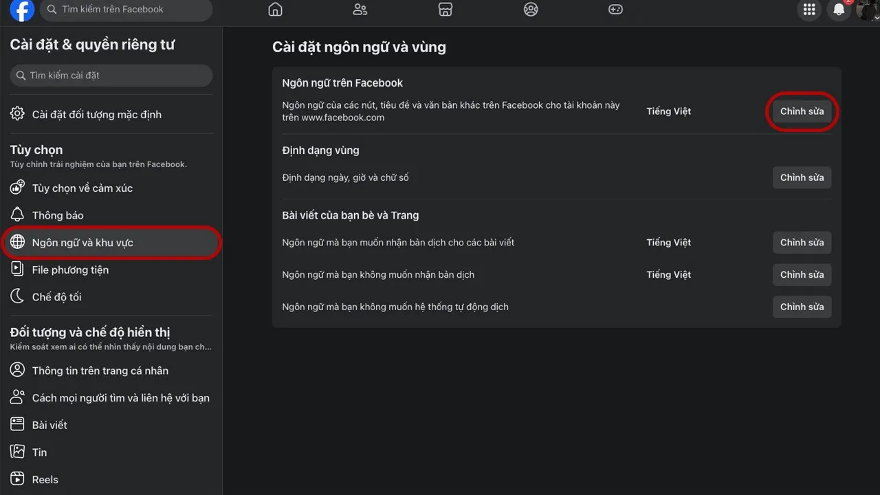 Chọn Ngôn ngữ và khu vực để áp dụng thủ thuật đổi ngôn ngữ