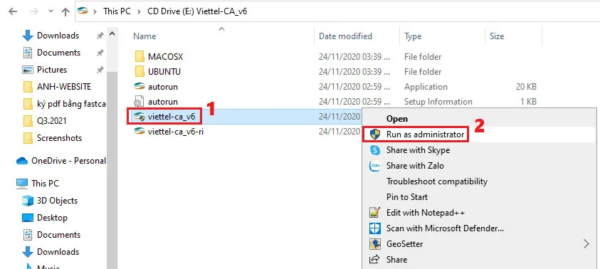 Chọn ngôn ngữ Vietnamese cho giao diện cài đặt phần mềm chữ ký số viettel-CA Token Manager