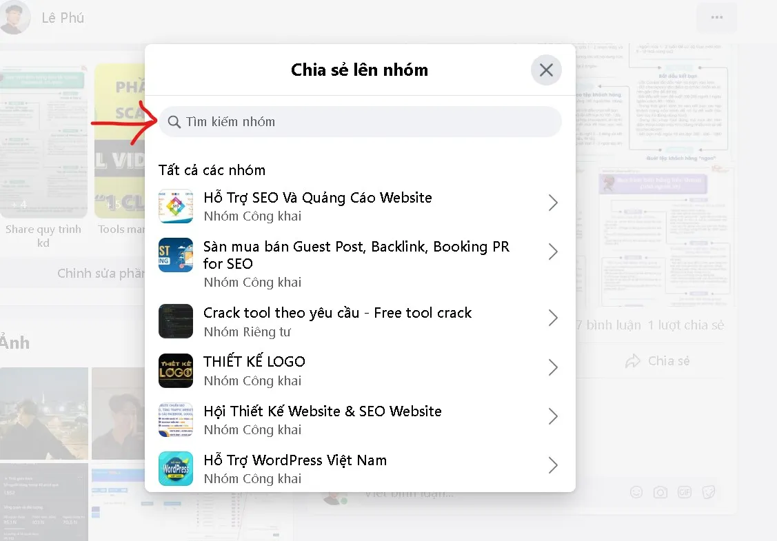 Chọn nhóm để đăng bài