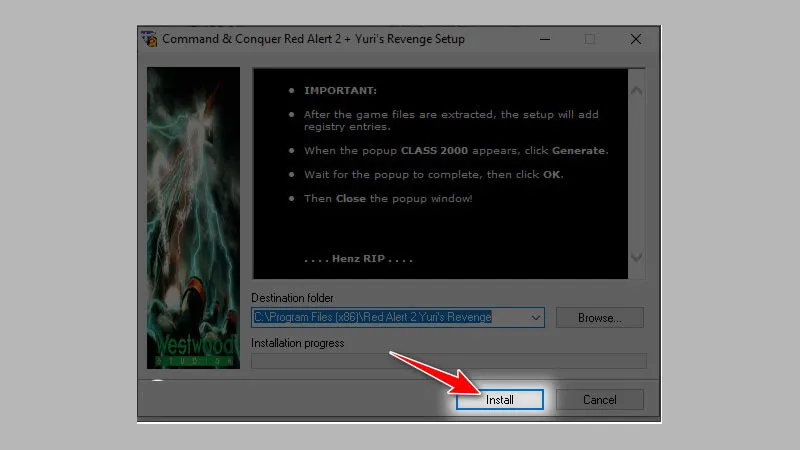 Chọn nơi cài đặt game Red Alert 2 trên máy tính Windows