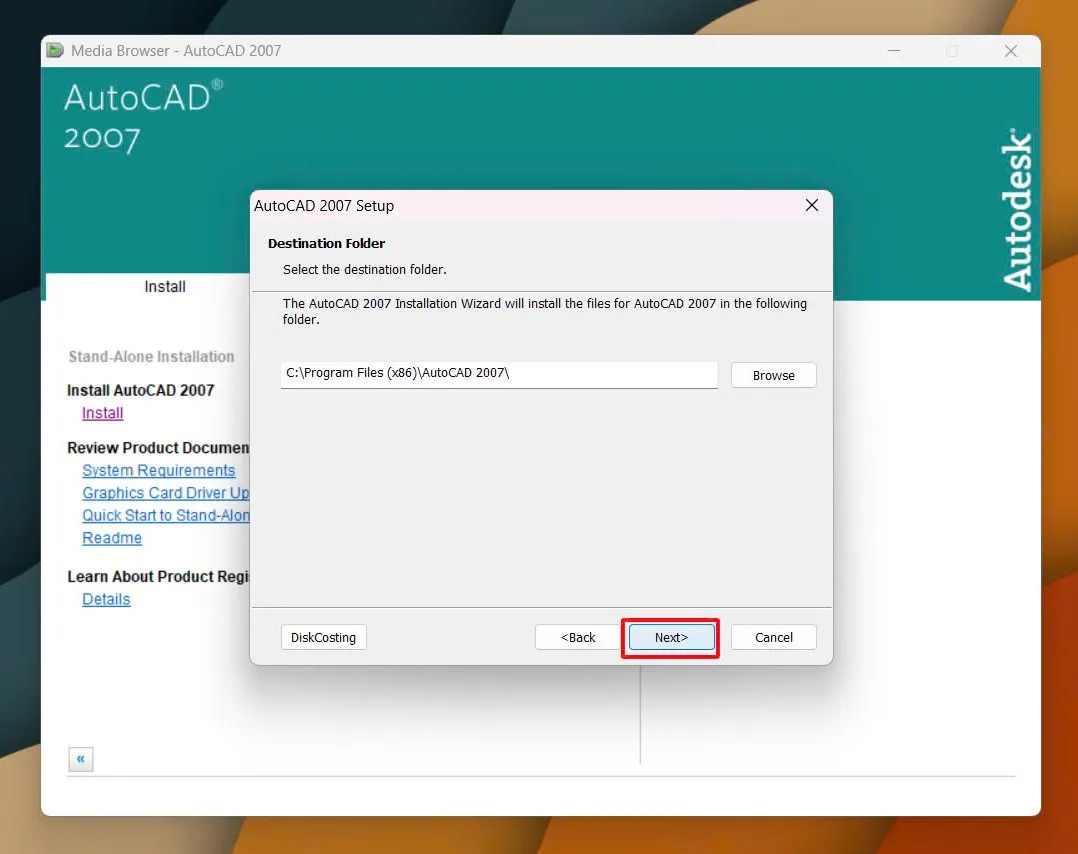 Chọn nơi lưu trữ phần mềm, khuyến nghị giữ nguyên mặc định và nhấn Next