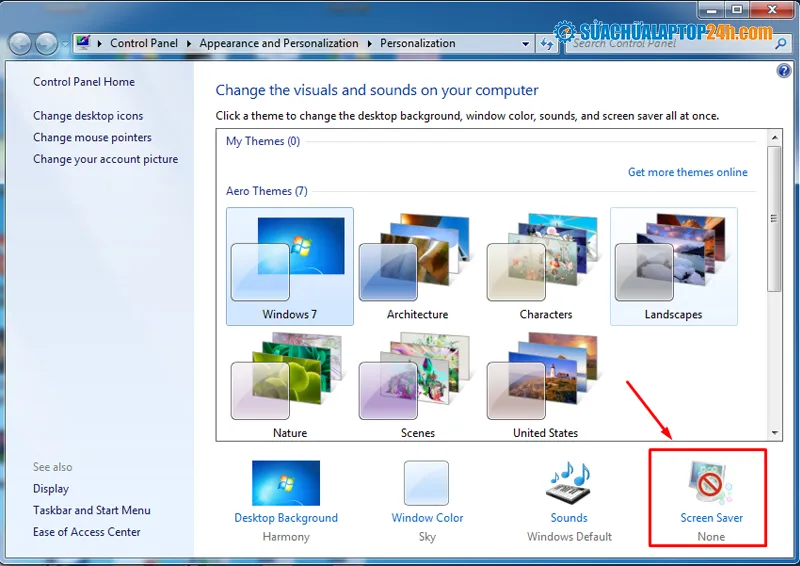 Chọn Personalize và Screen Saver để kích hoạt màn hình khóa tự động