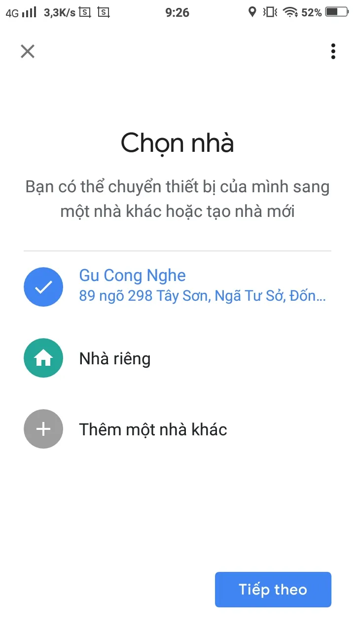 Chọn phòng để thêm thiết bị BroadLink