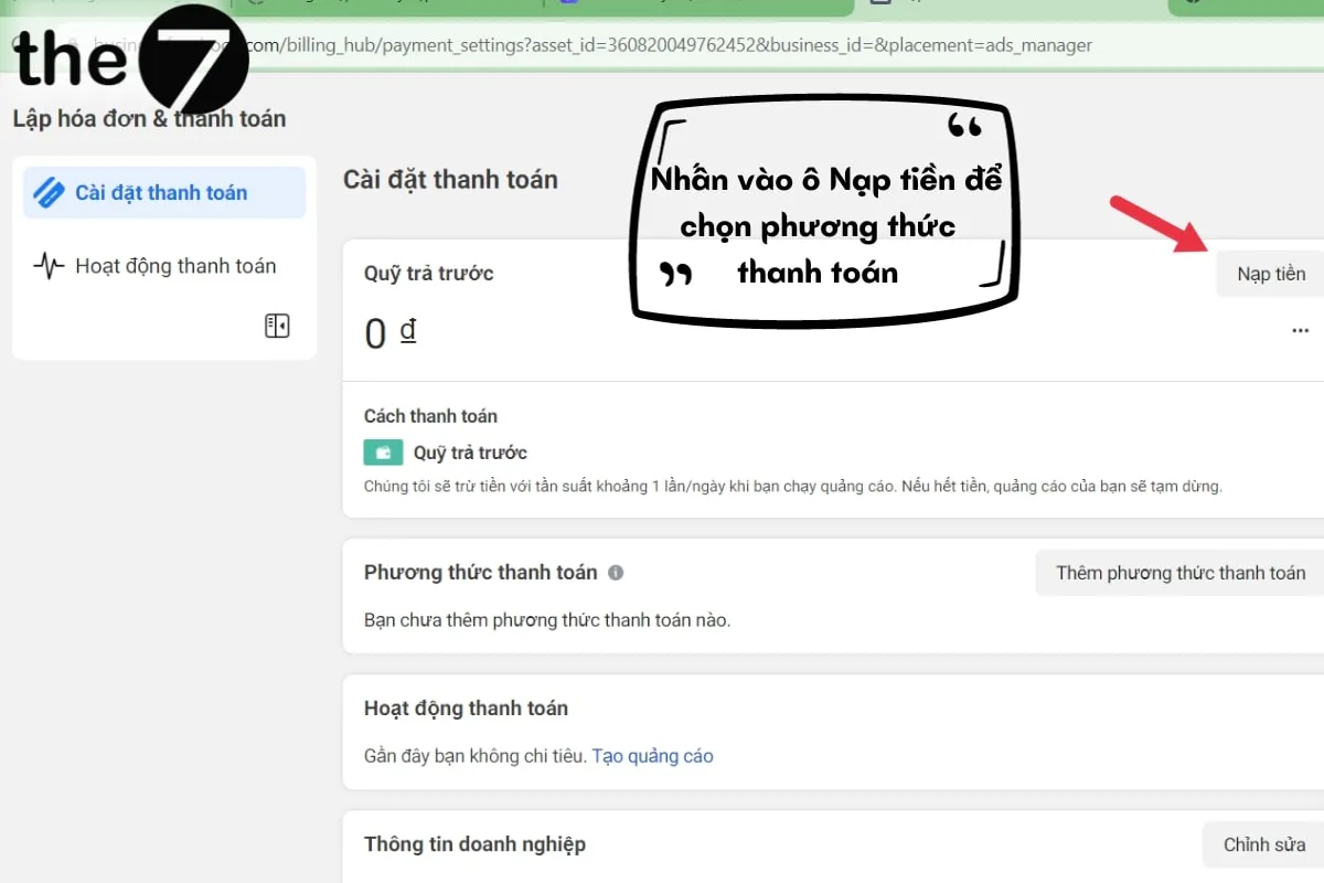 Chọn phương thức thanh toán thường sử dụng để nhập thông tin dễ dàng hơn
