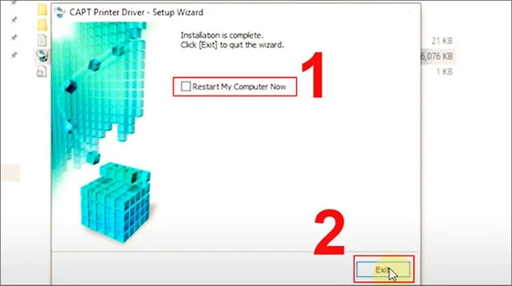 Chọn Restart My Computer Now để máy tính khởi động lại