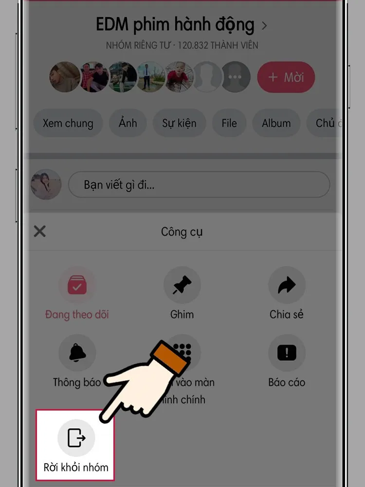 Chọn Rời khỏi nhóm