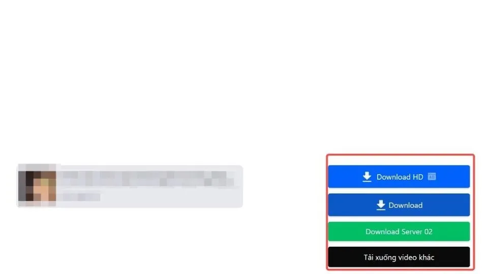 Chọn Server để tải video không logo về máy