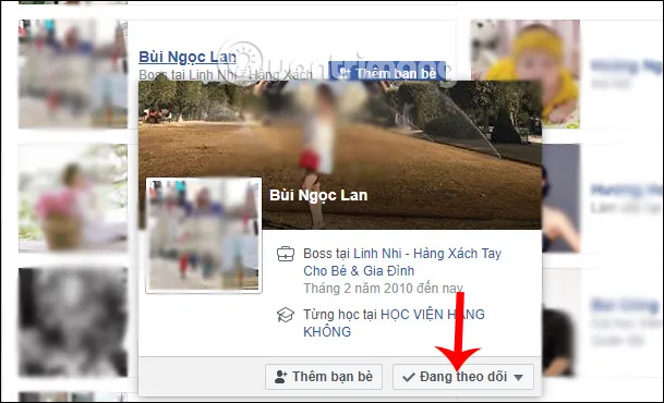 Chọn tài khoản để hủy theo dõi và kiểm soát thông báo facebook