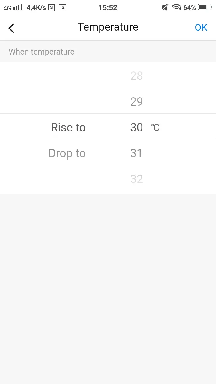 Chọn Temperature (Nhiệt độ) làm điều kiện kích hoạt