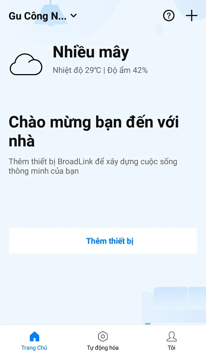 Chọn Thêm thiết bị để bắt đầu cài đặt BroadLink
