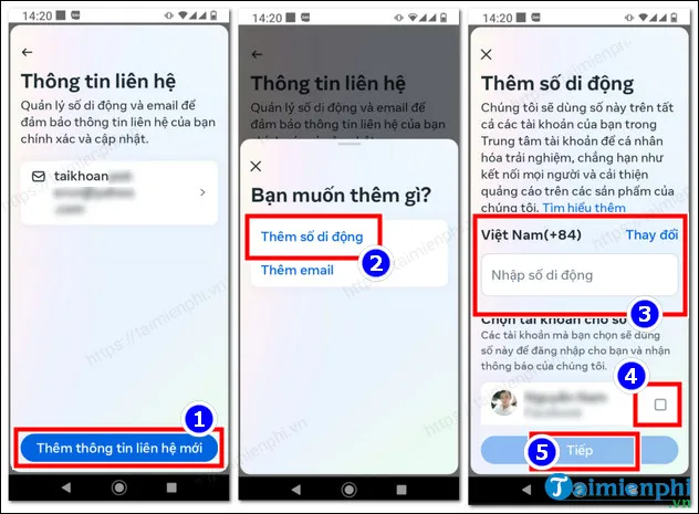 Chọn Thêm thông tin liên hệ mới, sau đó chọn Thêm số di động