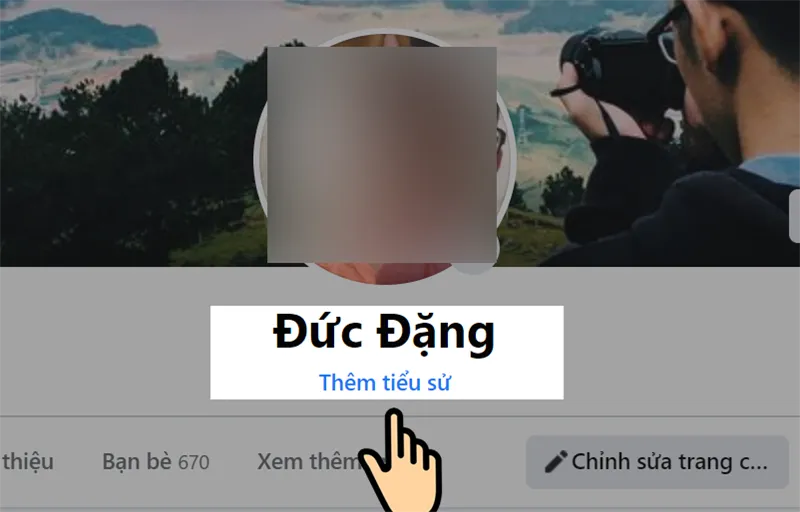 Chọn Thêm tiểu sử ngay dưới tên Facebook để bắt đầu