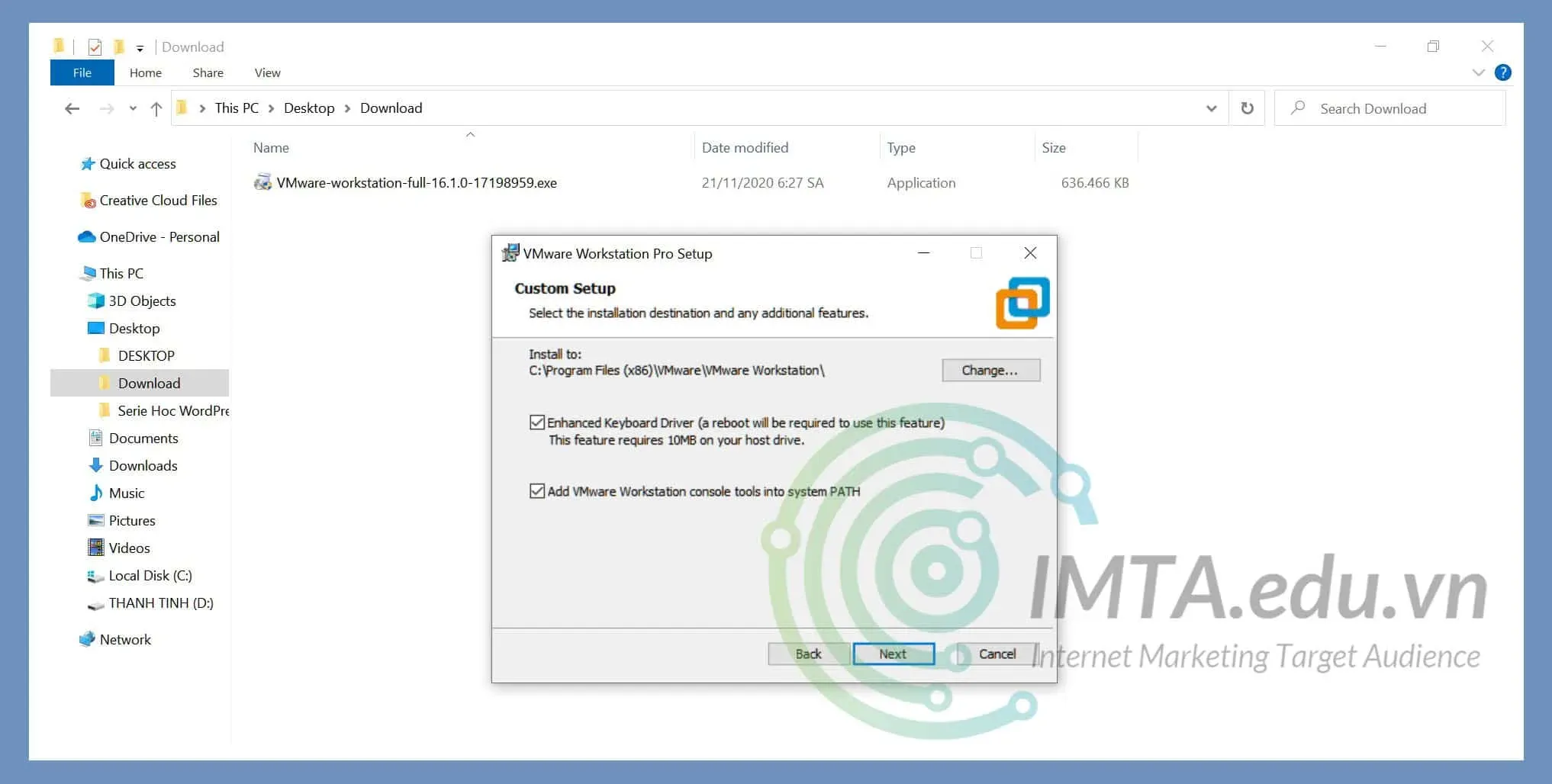 Chọn thêm tùy chọn Driver cho máy ảo
