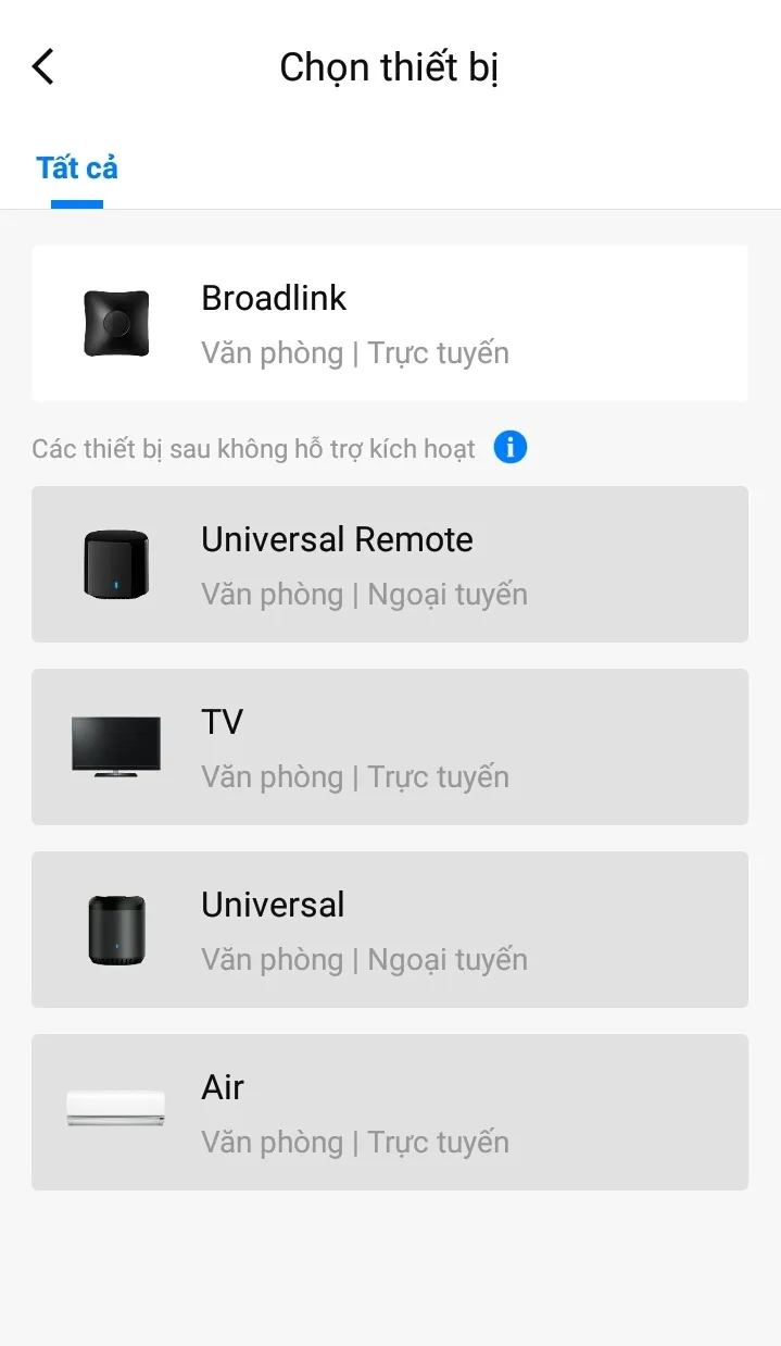 Chọn Thiết bị giữ trong trạng thái nhất định