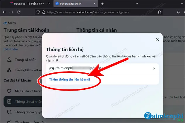Chọn thông tin liên hệ để kiểm tra và thêm mới số di động