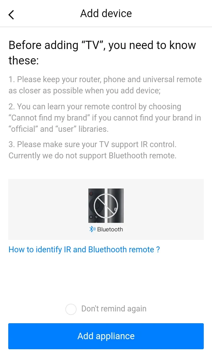 Chọn thương hiệu Samsung để thiết lập điều khiển TV