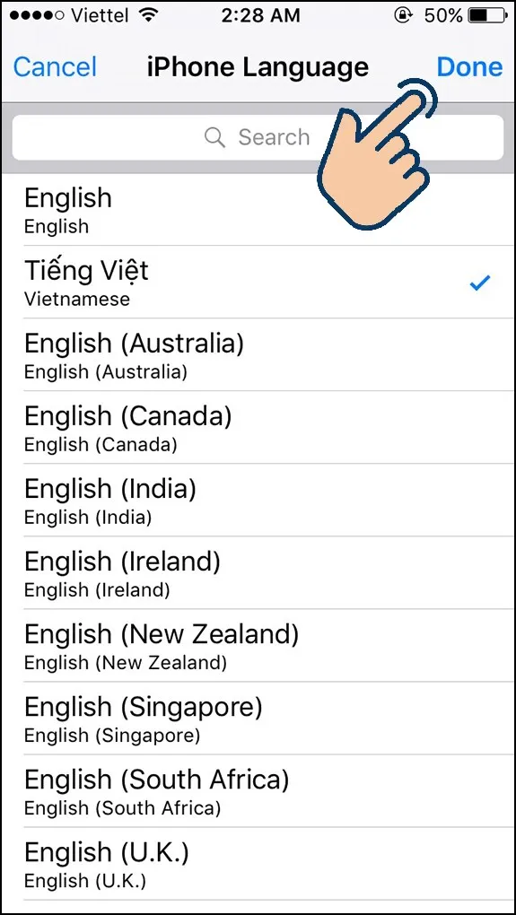 Chọn Tiếng Việt làm ngôn ngữ của iPhone