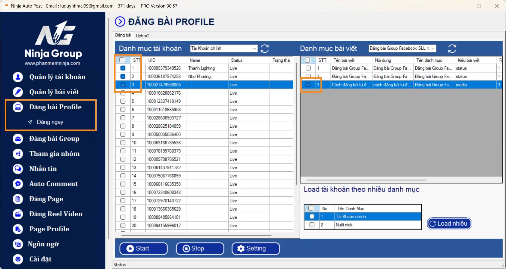 Chọn tính năng đăng bài trong giao diện công cụ