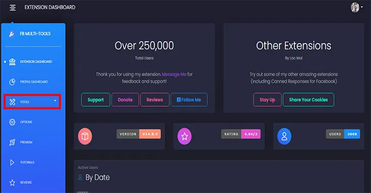 Chọn Tools sau đó chọn Profile Picture Guard trong Multiple Tools for Facebook