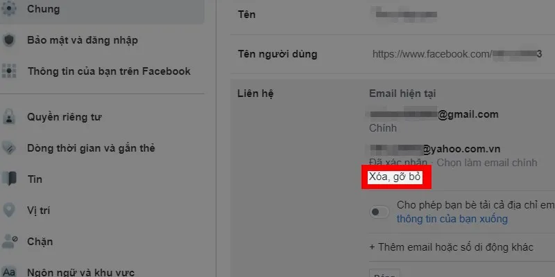 Chọn tùy chọn xóa hoặc gỡ bỏ email