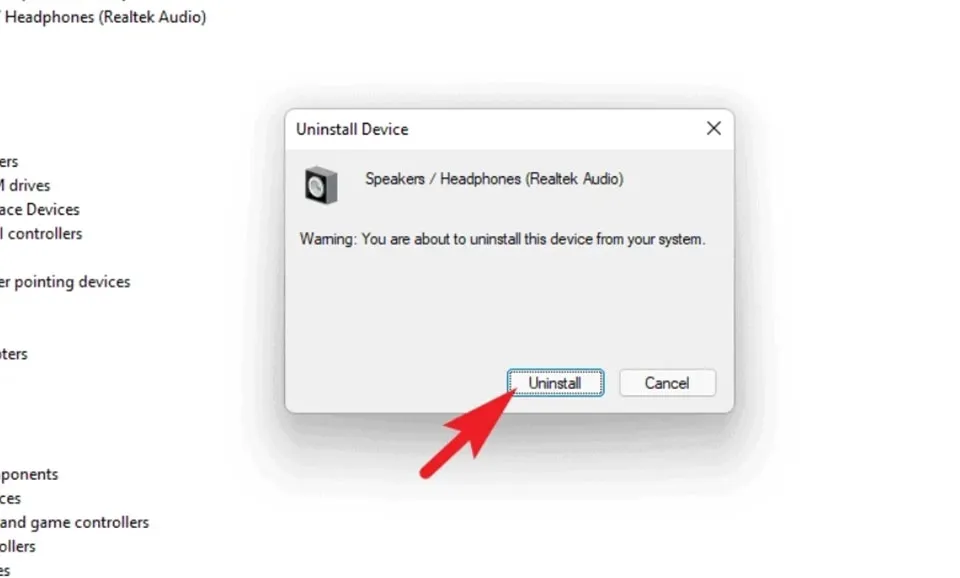 Chọn Uninstall Device