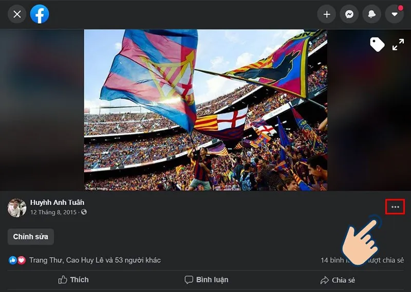 Chọn vào biểu tượng dấu 3 chấm để tìm chức năng xóa