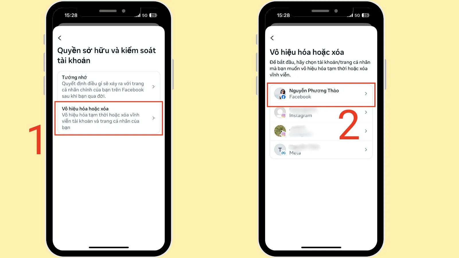 Chọn Vô hiệu hóa hoặc xóa > Chọn tài khoản muốn Vô hiệu hóa