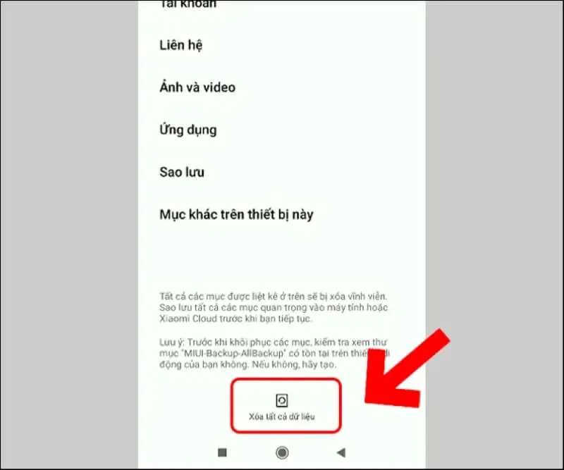 chọn Xóa tất cả