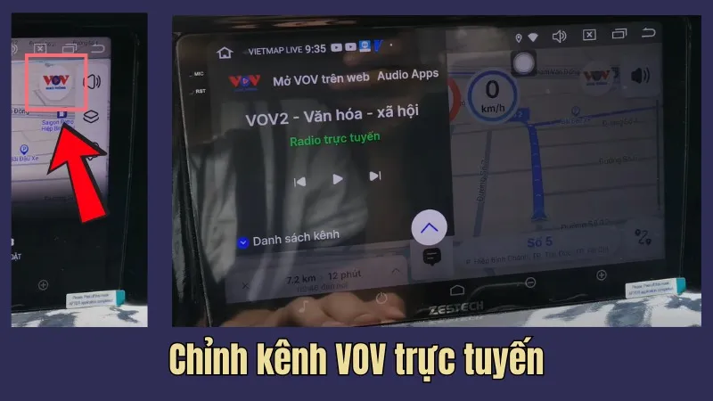 Chức năng nghe kênh VOV trực tuyến trên Vietmap Live