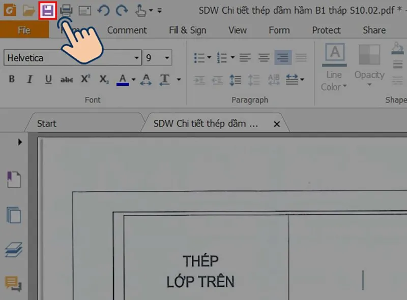 Click vào biểu tượng Save hoặc dùng Ctrl + S để lưu file PDF đã chỉnh sửa