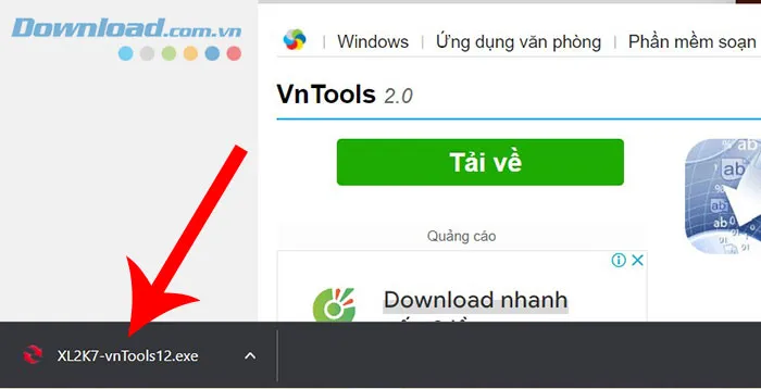 Click vào file XL2K7-vnTools12.exe để bắt đầu quá trình cài đặt VnTools