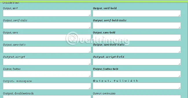 Công cụ Unicode Text Convert hiển thị các kiểu font chữ đa dạng