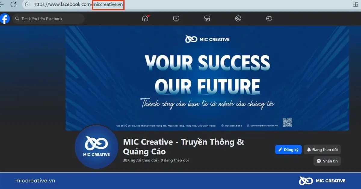 Cửa sổ đặt tên người dùng (@Username) sau khi hoàn tất cách lập page facebook