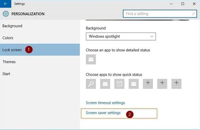 Cửa sổ Lock Screen trong Settings Windows.