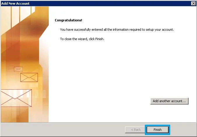 Cửa sổ Test Account Settings báo cáo kết quả kiểm tra thành công