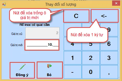 Cửa sổ Thay đổi số lượng trong quy trình quản lý bán hàng POS giúp điều chỉnh dữ liệu tồn kho theo thời gian thực