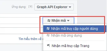 Cửa sổ tùy chọn Nhận mã truy cập người dùng.