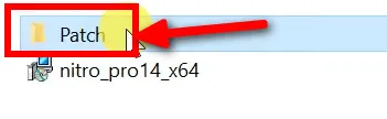 Cửa sổ Windows Explorer mở thư mục cài đặt Nitro Pro, con trỏ chuột chỉ vào thư mục 'Patch' hoặc 'Active'