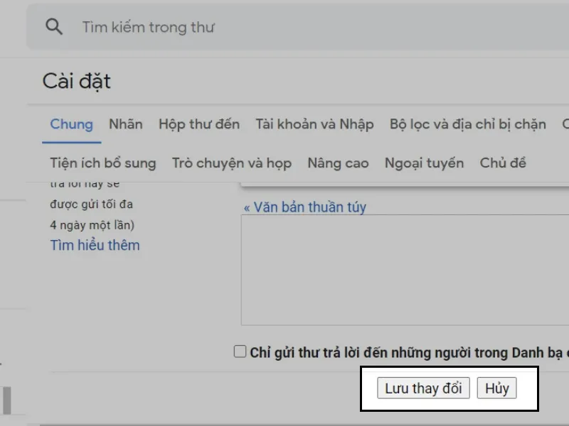 Cuối cùng bạn nhấn chọn vào nút Lưu thay đổi bên dưới để lưu lại chữ ký cho Gmail