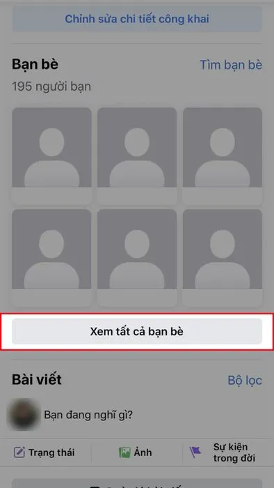 Cuộn xuống mục Bạn bè, chọn Xem tất cả bạn bè