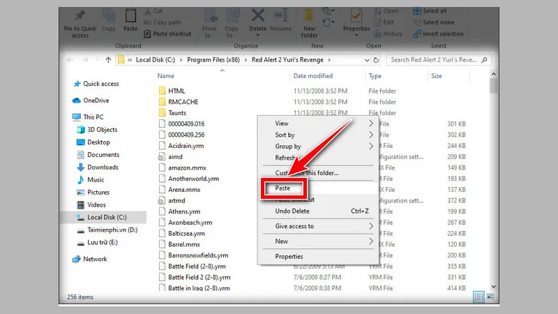 Dán các file vừa copy vào thư mục cài đặt mặc định ở ổ C